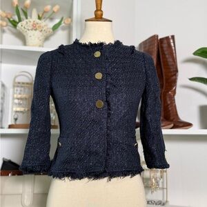 Tory Burch Navy Textured Blazer